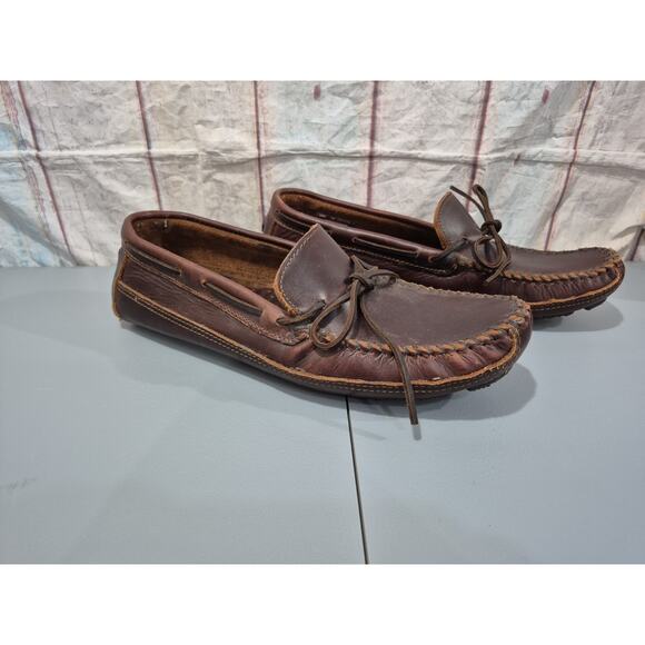 Minnetonka Moccasins Women's Size 16 Style 948X Brown Leather 27034-004 Comfy - Picture 2 of 9